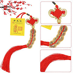3 Pieces Feng Shui Money Frog Knot Lucky Coins Feng Shui Brass Wu Lou Coin Keychain