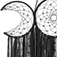 Black Triple Moon Goddess Macrame Wall Hanging Large Dream Catcher Boho Wiccan Moon Phases