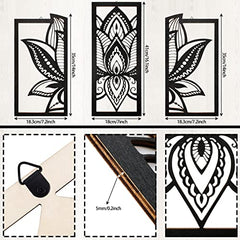 3 Pcs Large Lotus Flower Wall Art Mandala Carved Wood Wall Art Decoration