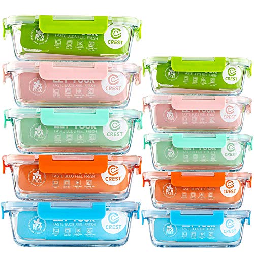 10-Pack Glass Food Storage Containers