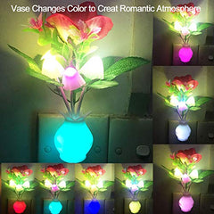 2 Pack Plug-in Flower LED Mushroom Night Light Lamp w/ Dusk to Dawn Sensor