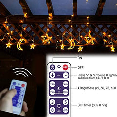 Star Solar Lights 138LED  Christmas Curtain Lights Decoration