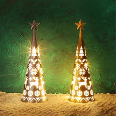 11.6 Inch Lighted Star Cone Tree for Christmas Decorations