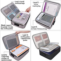 Document Organizer w/ Safe Code Lock & Storage Pouch