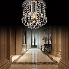 Crystal Chandeliers Light, Mini Style Modern Flush Mount Fixture w/ Crystal Ceiling Lamp