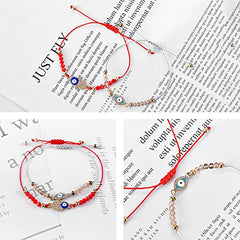 Colorful Evil Eye Bracelets Adjustable String knot Buckle Cross