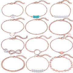 12pcs Rose Gold Bracelets for Women