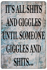 Funny Sh%TS & Giggles Metal Tin Sign Wall Decoration Man Cave Bar
