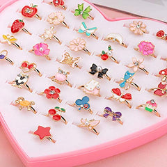 36pcs Little Girl Adjustable Rings in Box