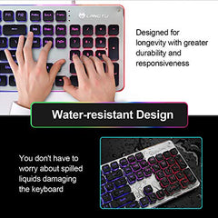 Quite Gaming Keyboard, Colorful LED Backlit USB Wired 25 Keys Anti-ghosting Computer Keyboard 104 Keys