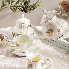 21-Piece Porcelain Ceramic Coffee Tea Sets, Cups& Saucer Service for 6