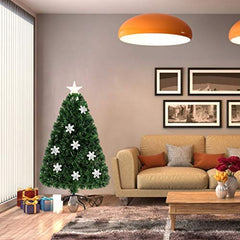 Pre-Lit Fiber Optic Artificial Christmas Tree w/ Multicolor Led Lights & Snowflakes
