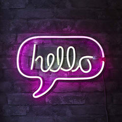 17â€?x 12â€?inch LED Neon 'White & Pink “helloâ€?Word Bubble" Sign for Cool Light Decoration