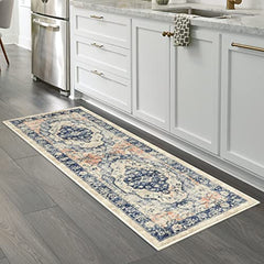 Caprice Boho Non Skid Runner Rug Blue, 2' x 6'
