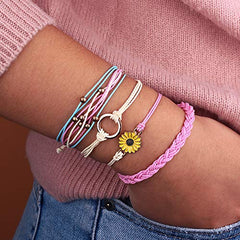 Sunflower String Bracelet Handmade Braided Rope Charms Boho Surfer Bracelet