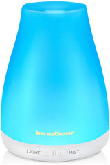 Essential Oil Diffuser, Upgraded Diffusers for Essential Oils Aromatherapy Diffuser Cool Mist Humidifier with 7 Colors LED Lights 2 Mist Mode Waterless Auto Off for Home Office Room, White
