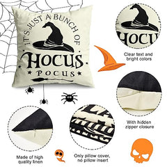 Halloween Decorations Pillow Covers  Hocus Pocus Farmhouse Saying White Black Outdoor/Indoor Fall Pillow Cover