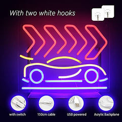 Car Led Neon Sign Acrylic Modern Wall Decoration 17''x13'' w/ USB Switch