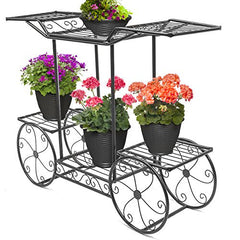 6 Tiers Garden Cart Stand & Flower Pot Plant Holder