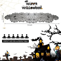 Table Runner, Black Lace Spider Web Table  for Halloween Table Creepy Table Cloth