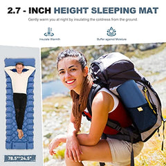 Camping Sleeping Pad - Ultralight Foot Press Inflatable  w/ Built-in Pump