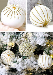 30PCS Christmas Balls Ornaments,60MM Gold & White