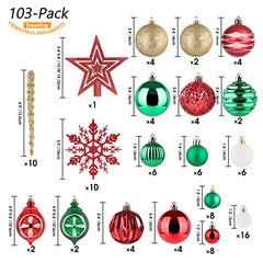 103-Pack Assorted  Christmas Ball Ornaments