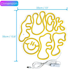 F___ Off Neon Sign w/ a Smiling Face Text LED Neon Lights