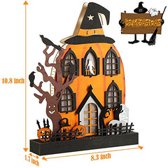 10.8 x 8.3 Inch Lighted Pumpkin Haunted House Halloween Decoration
