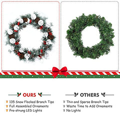 30â€?Pre-lit Christmas Wreath Decoration