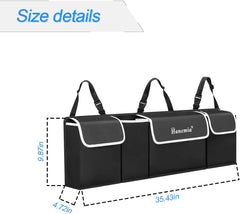 Backseat Hanging Organizer for SUV, Truck, MPV, Waterproof, Collapsible Cargo Storage Bag with 4 Pockets, Car Interior Accessories (Black)