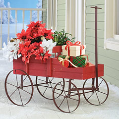 Wagon Decorative Garden Backyard Planter, Red