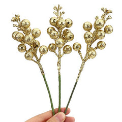 Glitter Berry Stems-20 Pcs 7.8 Inch Artificial Christmas Tree Picks Decoration