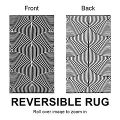 Black & White Kitchen Rug  Machine Washable Cotton Hand-Woven