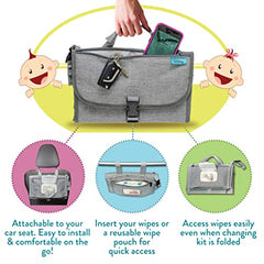 Portable Changing Pad for Newborn Girl & Boy w/ Smart Wipes Pocket â€?Waterproof