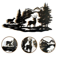 Metal Deer in the Woods  Wall Decor 22x 13 Inch