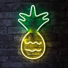 17â€?x 10â€?inch LED Neon 'Yellow & Green Pineapple' Wall Sign for Cool Light, Wall Art Home Decoration