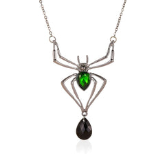 Vintage GothicNecklace Earrings Set,Halloween Crystal  Pendant Necklace Punk Style Reptile Animal