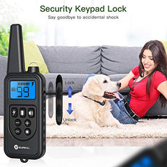 Dog Training Collar w/ 2600Ft Remote, Electronic  w/ Beep, Vibration, Shock, Light & Keypad Lock Mode
