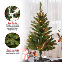 3 Feet Artificial Pre-Lit Mini Christmas Tree Decoration