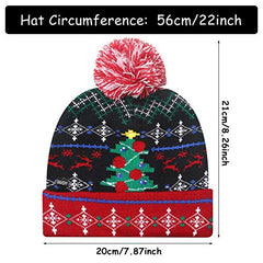 LED Christmas Sweater Beanie Hat for Men/Women