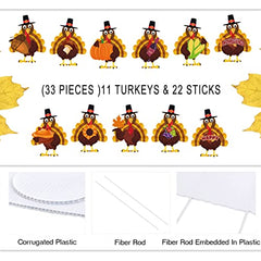 Thanksgiving Yard Decorations -11Pcs Thanksgiving Turkey Yard Signs