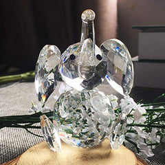 Cute Crystal Elephant Figurine Collection Cut Glass Ornament Statue Animal Collectible