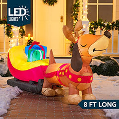 8 FT Christmas Puppy Inflatable w/ Build-in LEDs