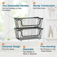Stackable Wire Baskets for Storage/Organizer-Black
