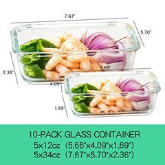 10-Pack Glass Food Storage Containers