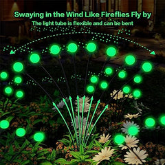 16LED Wind Dance Green Swaying Firefly Lights with Halloween  Outdoor Waterproof Solar Garden Lights