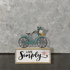 Block Bicycle Live Simply Sign Decoration for Home 10”x 5"