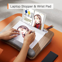 Portable Lap Desk w/ Pillow Cushion, Fits up to 15.6 inch Laptop, w/ Anti-Slip Strip & Storage