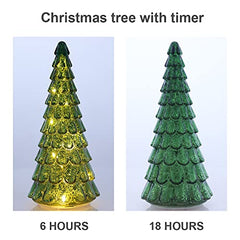 3 pcs Sparkling Glass Christmas Tree w/ LED Lights & Timer